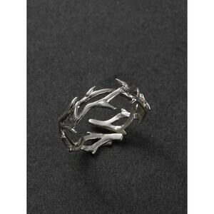 Unisex Silver Crown of Thorn Ring – Adjustable Gothic Crown Jewelry